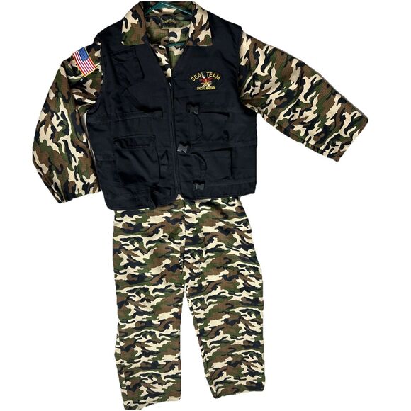 Under Wraps SEAL TEAM Adult Costume Military Army Soldier Jumpsuit Vest Camo OS - Picture 1 of 9